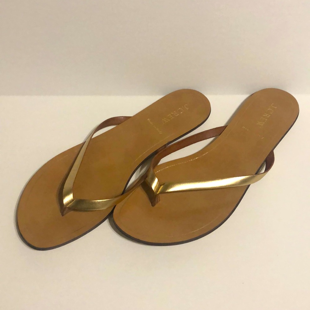 J. Crew Gold Leather Thong Sandals